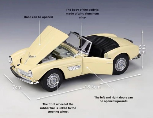 1:24 Scale BMW 507 Convertible/507 Soft-Top Metal Car Model Toys Ornament GIFT - Picture 5 of 16