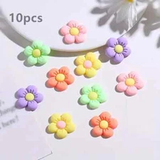 10 pcs Vibrant Resin Five Petal Flower Shoe Charms For Crocs