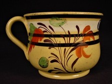 EXTREMELY RARE 1830s FLORAL POSSET CUP MOCHA MOCHAWARE YELLOW WARE MINT