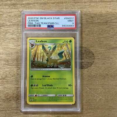 PSA 9 2022 P.M. SM Black Star Leafeon Prim.-Tag Team Pwr.cll. | eBay