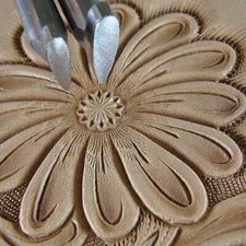 2-Piece Large Checkered Thumb Print Leather Stamp Set,  Stainless Steel Tools