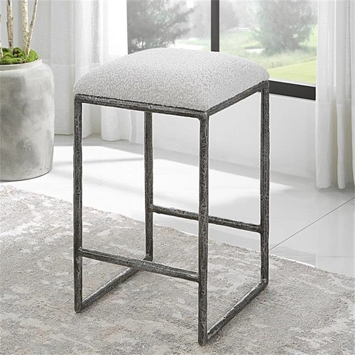 Uttermost Brisbane 26" Contemporary Cast Iron Counter Stool in Charcoal - Picture 3 of 8