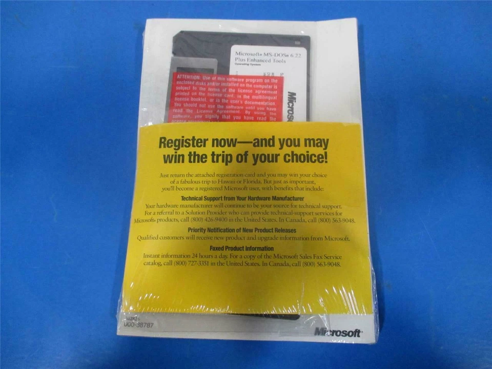 Genuine: Microsoft MS-DOS 6.22 Full Version with 3.5 disks & COA New Sealed! - Image 2 of 3