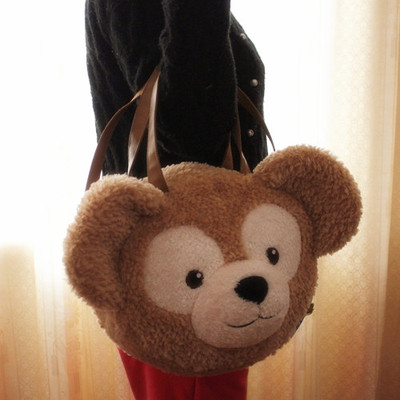 上海ディズニー　Duffy クマの顔型バッグ New Disney Duffy Bear Face Plush Toy Tote Bag Handbag Shoulder Bag