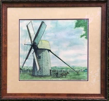 Windmill Painting Original Watercolor