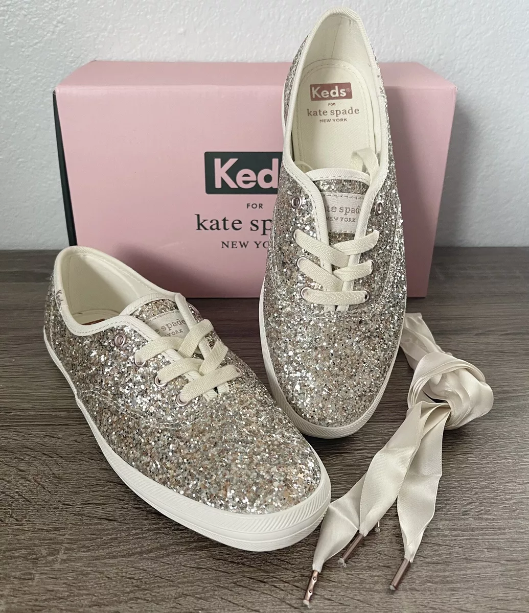 kate spade | Shoes | Kate Spade X Keds Glitter Sneakers Satin Laces  Platinum Rose Gold | Poshmark