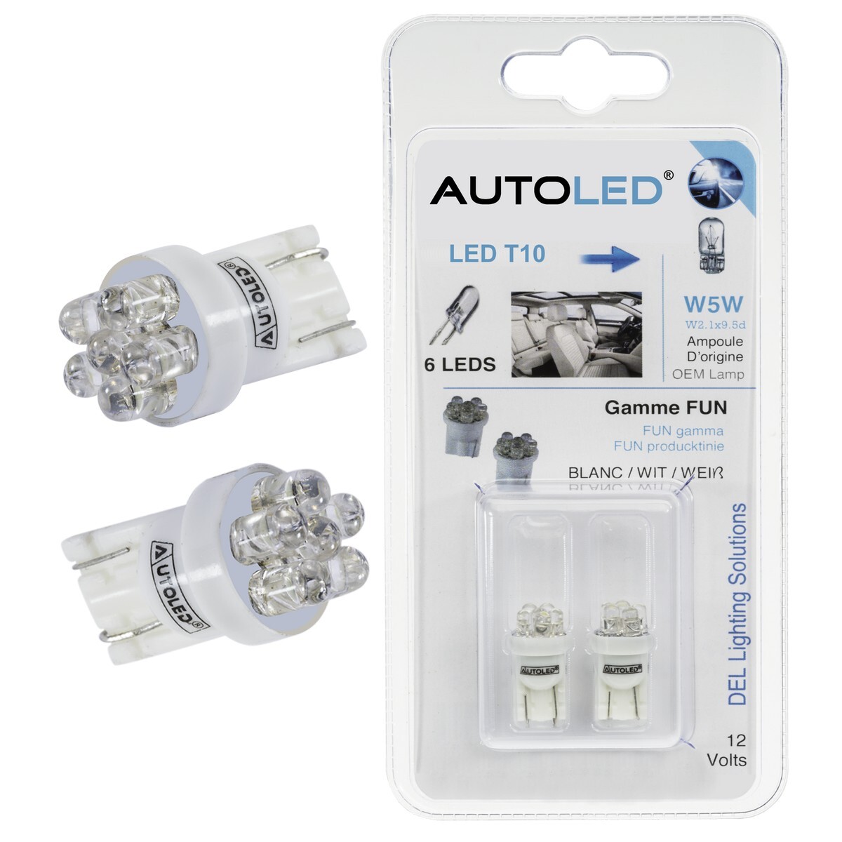 Lot De 4 Ampoules LED T10 W5W Bleues Pour Tableau De Bord Voiture - Universel