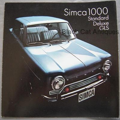 Original Vintage Chrysler Simca 1000 Standard Deluxe GLS Car Dealer Brochure USA