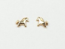 14k Yellow Gold Baby Enamel Horse earrings with Screw Back