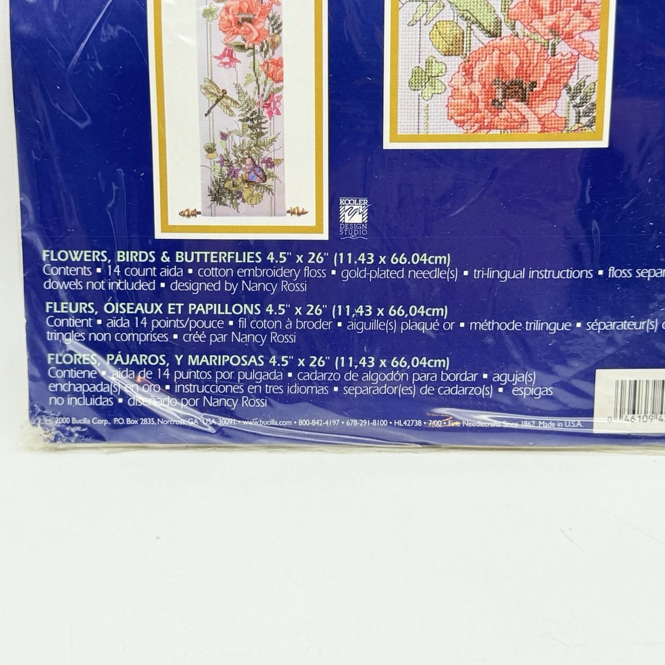 Bucilla Flowers, Birds, & Butterflies Counted Cross Stitch Kit...NEW - Image 3 of 4