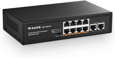 Professioneller 10-Port PoE-Switch mit 8 PoE+ und 2 Uplink-Ports, 96W 802.3af/at