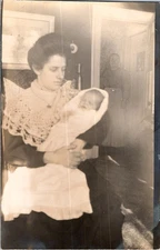 Woman Holding Baby Postcard RPPC 1905 1915 AZO Stamp Box Domestic Scene