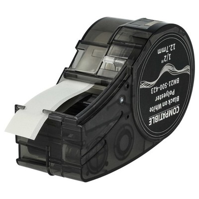 Schriftband Ersatz für Brady M21-500-423 Schwarz/Weiß Poly 12,7mm 6,4m