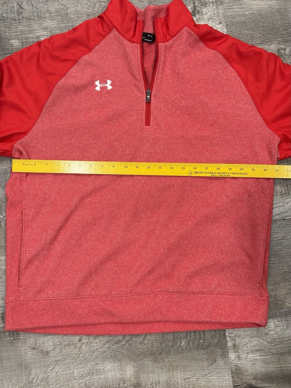 Under Armour Men's Red Fleece 1/4 Zip Pullover Large Long Sleeve Loose Fit thumbnail 3