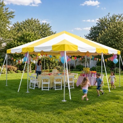 Commercial Frame Tent 10x10 Yellow Vinyl Canopy Waterproof Event Party Gazebo