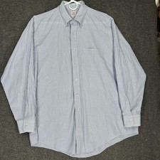 Brooks Brothers Makers Shirt Mens 17-33 Blue Stripe Pinpoint Oxford Made in USA