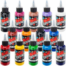 14-Pack 1 oz Black Tattoo Ink for Body Art, Professional Use