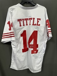 YA Tittle HOF Signed San Francisco 49ers Football Jersey AUTO JSA Sz XL