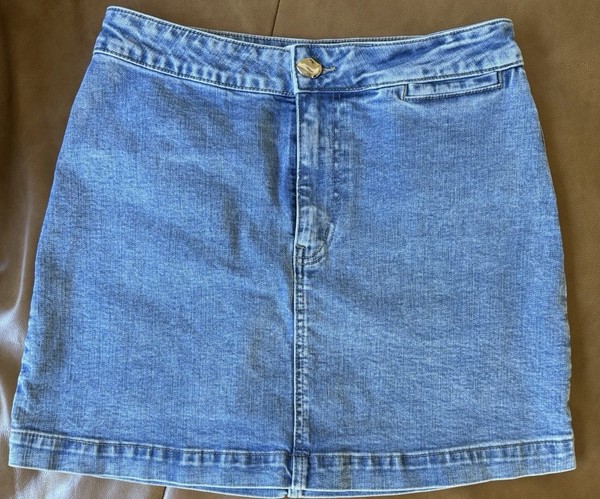 Seed Heritage Denim Mini Skirt Blue Mid Wash A-Line Size 10