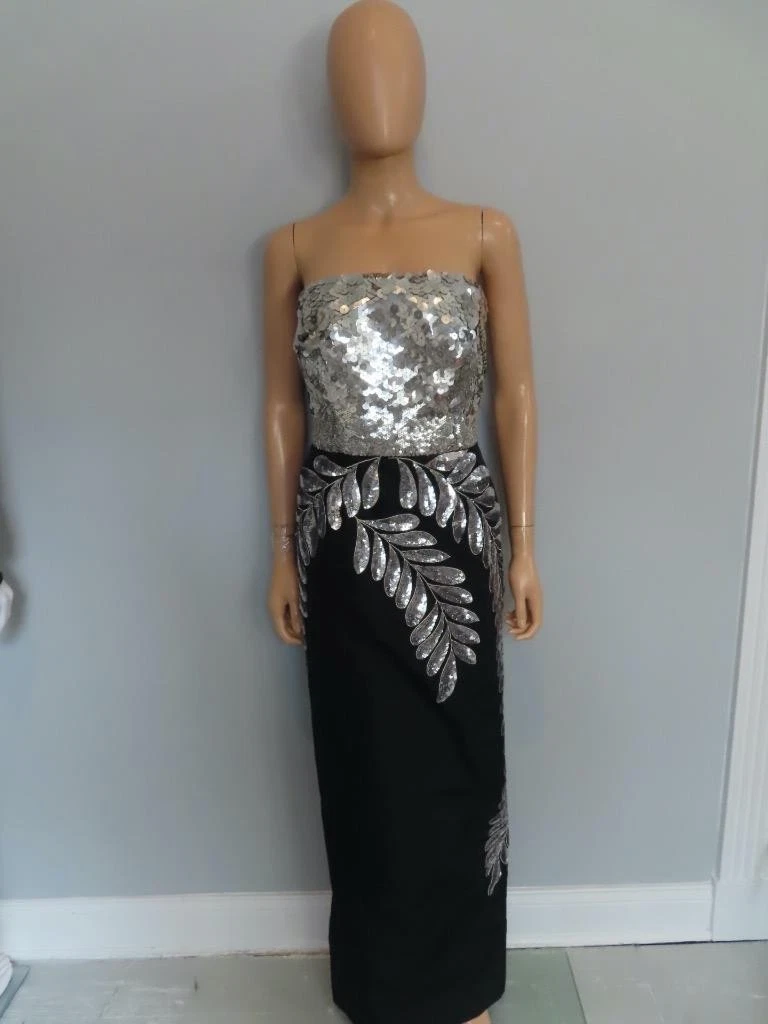Robe Cocktail Oscar De La Renta Noire à Paillettes - Taille S - Manches 3/4 - Neuve Avec étiquettes - Valeur 2400$