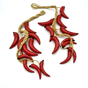 2X Vintage Ceramic Red Chili Peppers Wall Hanging Rope Kitchen Decor Display