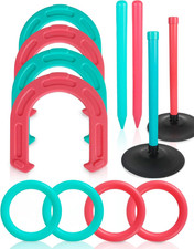 Giant Horseshoe Game Set for Adults and Family 10" Oversized Lawn Toss Game wi