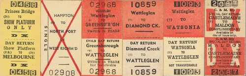 Railway tickets Victoria VR various vertical format returns used and unused 4