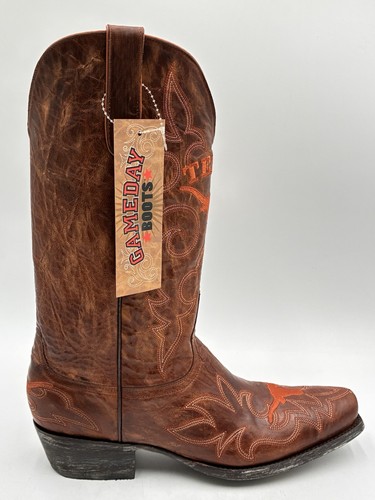 NEW Gameday Boots UT-M071-1 U Of Texas Leather Woman SZ 9 B -Brass Brown - Picture 1 of 12