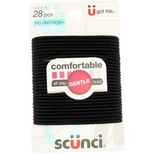 Scunci No Damage Hair Elastics, Almost Black, 28 Ct