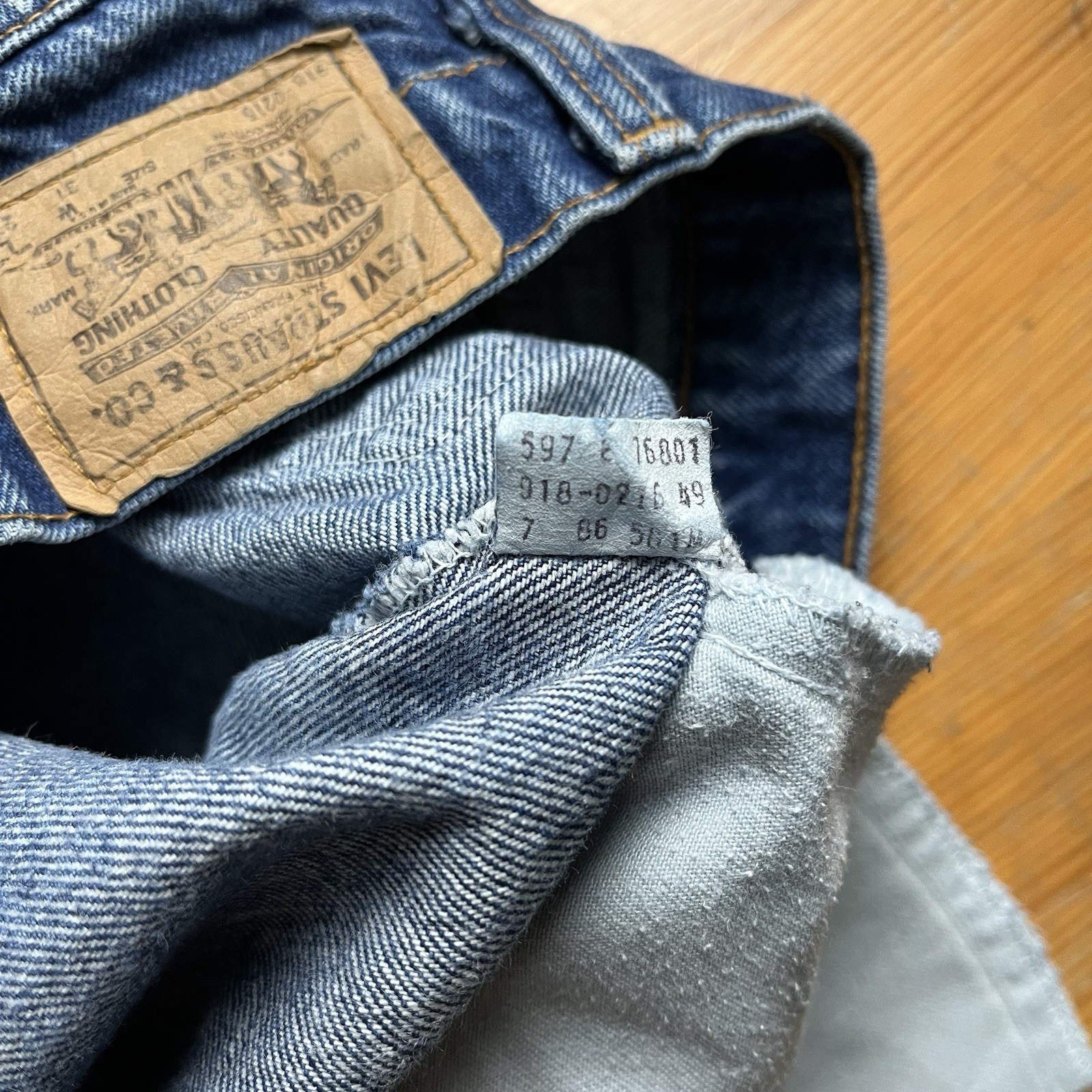 Rare Vtg 80s levis orange tab dark wash jeans repair patch work faded Distressed image 8