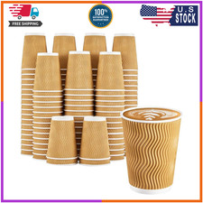 120 Pack 12oz Ripple Wall Paper Coffee Cups,Disposable Insulated Hot/Cold Cups