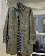 J.Crew Full Zip Snap Long Utility Field Jacket Womens M Army Green Hooded Soft