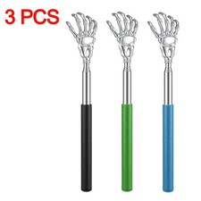3 Extendable Back Scratcher Stainless Steel Skeleton Hand Telescopic Itch Relief