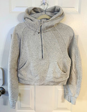 lululemon Scuba Gray Half Zip Hooded Pullover Hoodie w/ Pockets Women s XS/S