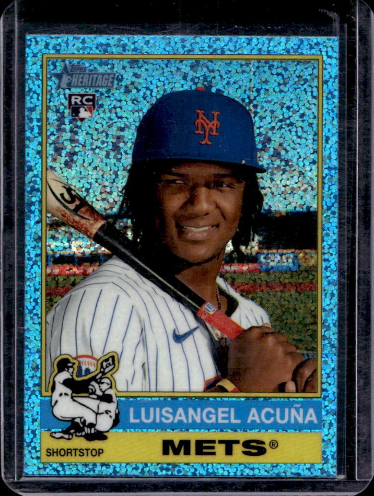 2025 Topps Heritage Luisangel Acuna Chrome RC Aqua Sparkle Refractor #274 Mets