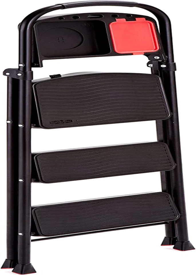 Rubbermaid Taburete Plegable de Acero de 3 Pasos para Adultos con Bandeja de Herramientas de Proyecto NUEVO Foto 2 de 4