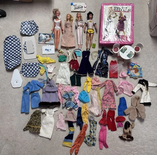 Barbie Lot 60s, 70s, Fashion Doll Case, Accessories, Ken & Darcie, Clone Clothes