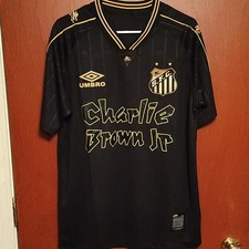 Umbro Santos Charlie Brown Jr Black Gold Soccer Jersey Football size L 