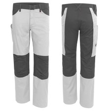Malerhosen Bundhose Weiß/Grau Arbeitshosen mit Kniepolstertaschen