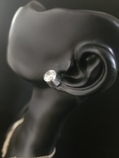 925 Sterling Silver Round Bezel Stud Earrings with Clear Glass Stone  Gift Boxed