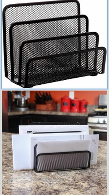 BLACK METAL MESH LETTER HOLDER FOR OFFICE HOME DESK BUSINESS ORGANIZER ...