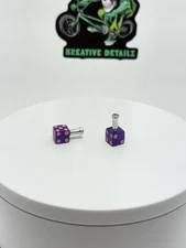 Resin Dice Brake Cable Ends Purple With Pink For BMX Other Bikes Handmade (H147)