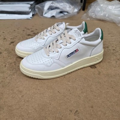 Autry Medalist 01 Low Mens Leather Shoes White Green Sneakers Low Top Casual
