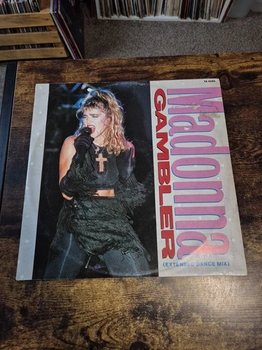 Madonna - Gambler (Extended Dance Mix) - 12" 45rpm - Geffen - Stereo - VG+ -