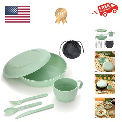 6-Piece Camping Mess Kit with Bowl, Plate, Cup, Spoon, Fork, Knife and Carry ...