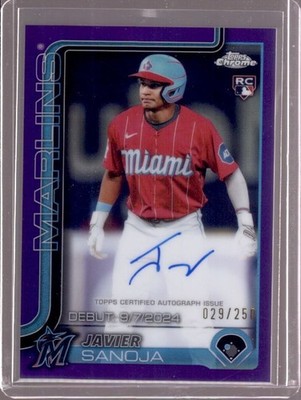 JAVIER SANOJA 2025 Topps Chrome Update Purple Refractor RC Autograph Auto #/250