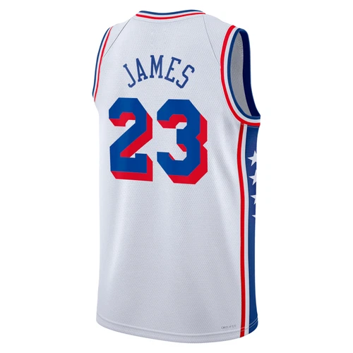 LBJ #23 Phila Basketball Jersey White Star Stripes Men's Custom Fan Shirt