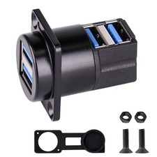Dual USB 3.0 Panel Mount 90 Degree Right Angle Female Coupler Adapter Pot