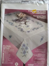 TOBIN PROGRESS FLORAL SPRAY STAMPED FOR CROSS STITCH FLORAL SPRAY 60 INCH ROUND