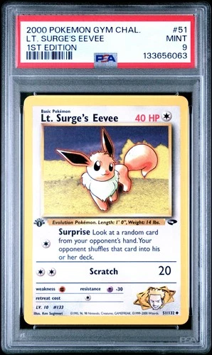 2000 POKEMON GYM CHALLENGE 1ST ED #51 LT. SURGE'S EEVEE PSA 9